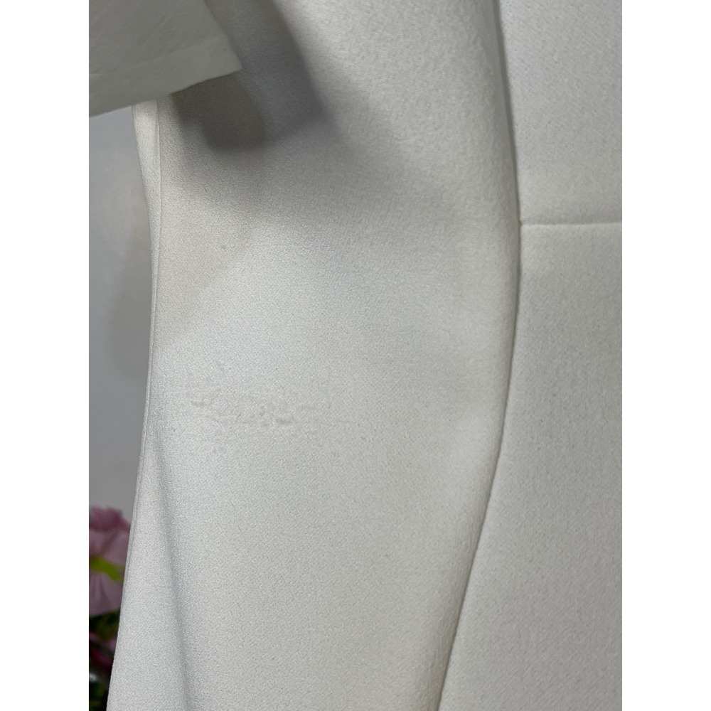 Calvin Klein Sheath Dress Women 16W White Good Tie Neck Flutter Sleeve D3CP2W - Picture 8 of 10